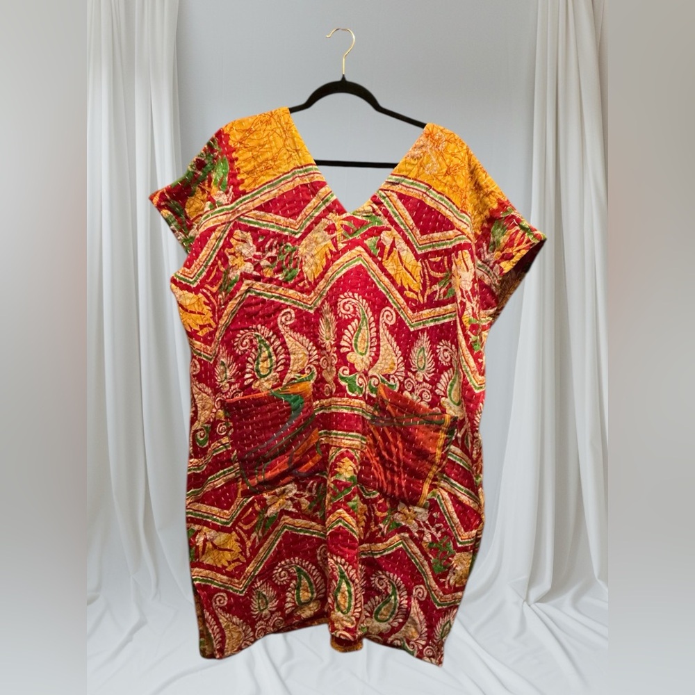 Kantha top ITEM 127 with BOHO COMFY pockets, handmade reversible OS